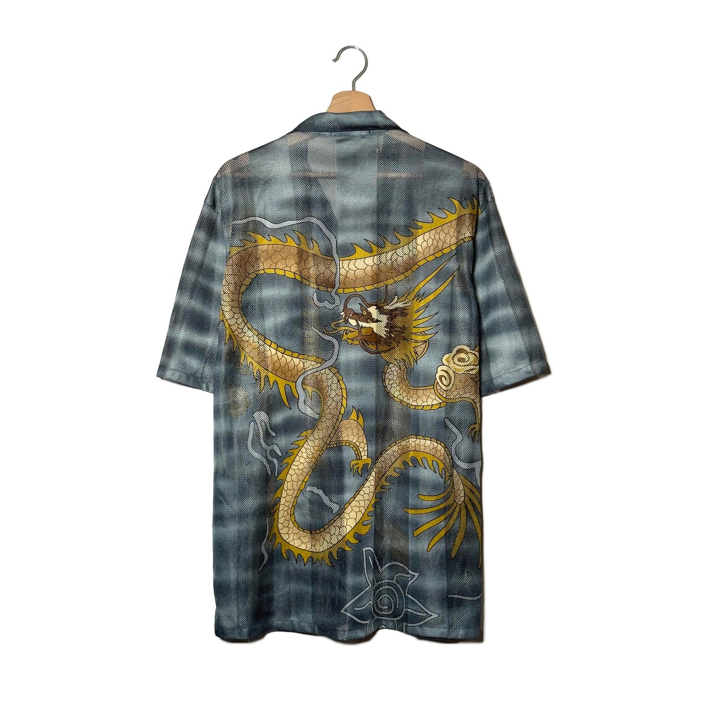 Camicia Drago Orientale Stampa Allover Grigio Check - XL 2