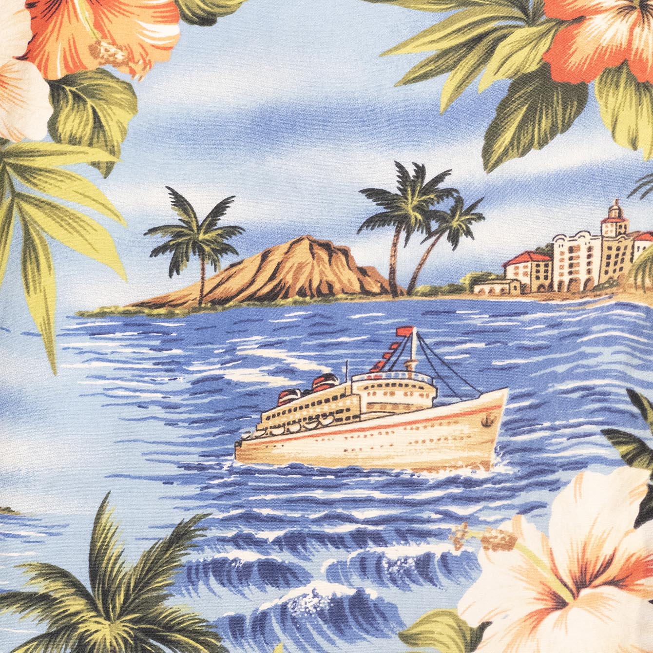 Royal Creations Camicia Aloha Ibisco Piroscafo Made in Hawaii – L 5