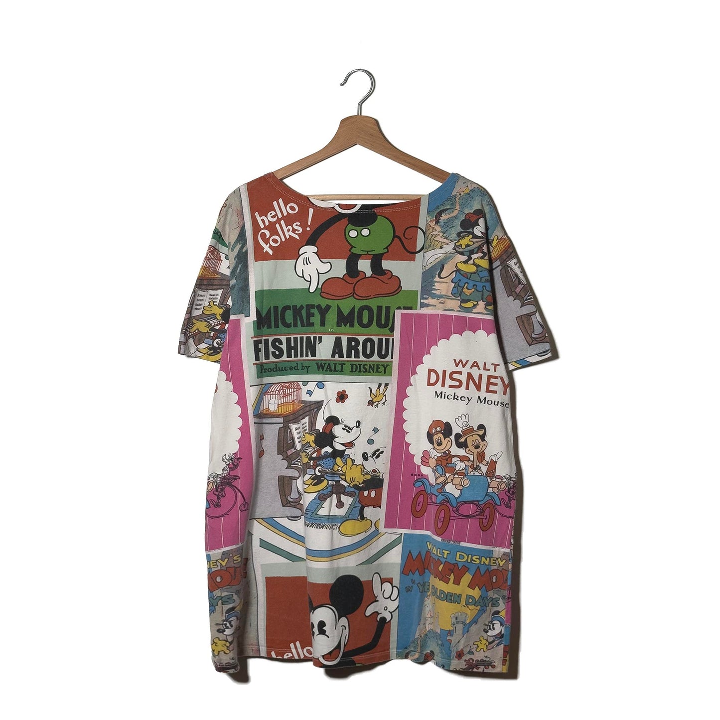 T-Shirt Oversize Mickey Mouse Stampa Retro Multicolor - L