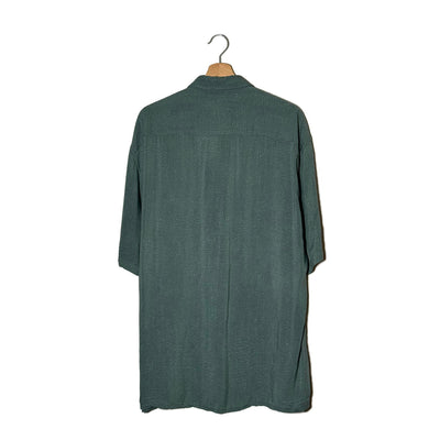 Camicia Hawaiana Verde Salvia Palme Rombi Vintage L