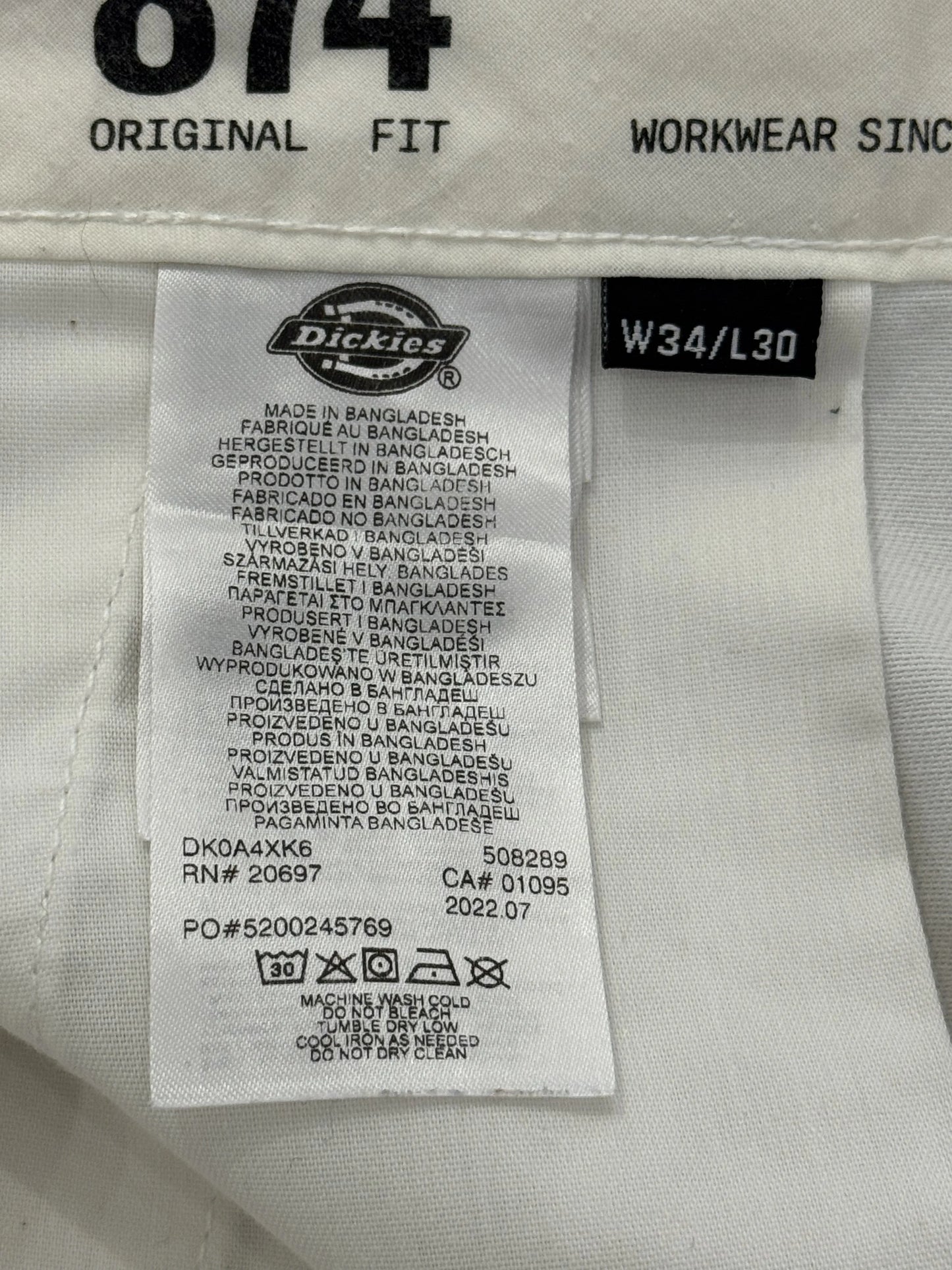 Dickies 874 Original Fit Bianco Workwear Chino – W34/L30 4