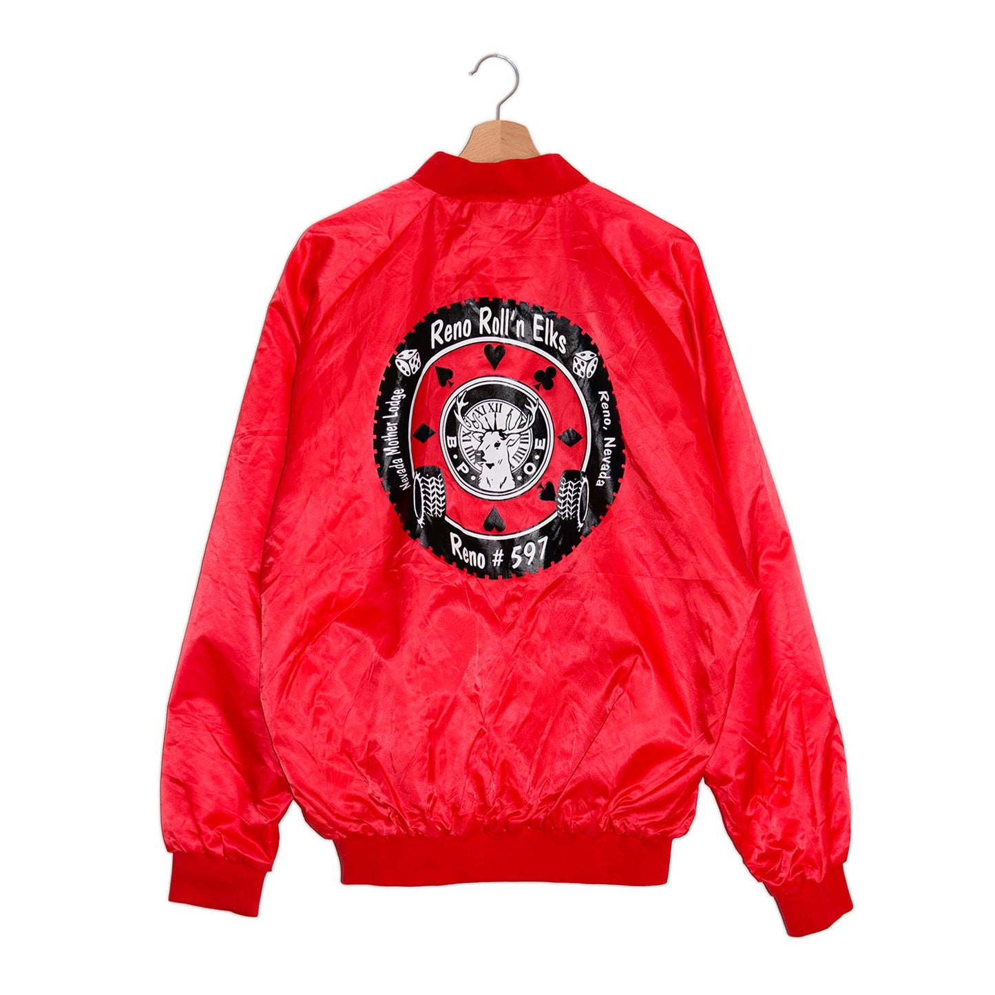 Varsity Jacket Vintage Reno Roll'n Elks Nevada Bob Red – L