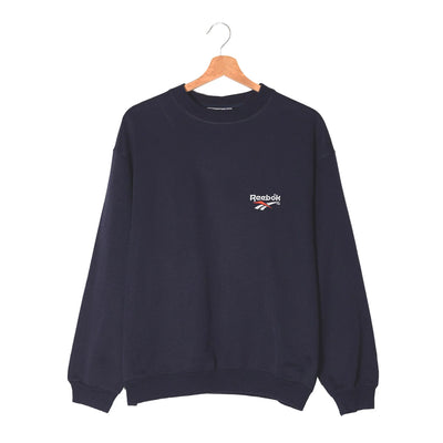 Felpa Vintage Reebok Crewneck Navy Anni '90 – Logo Ricamato – Made in Italy – Taglia S