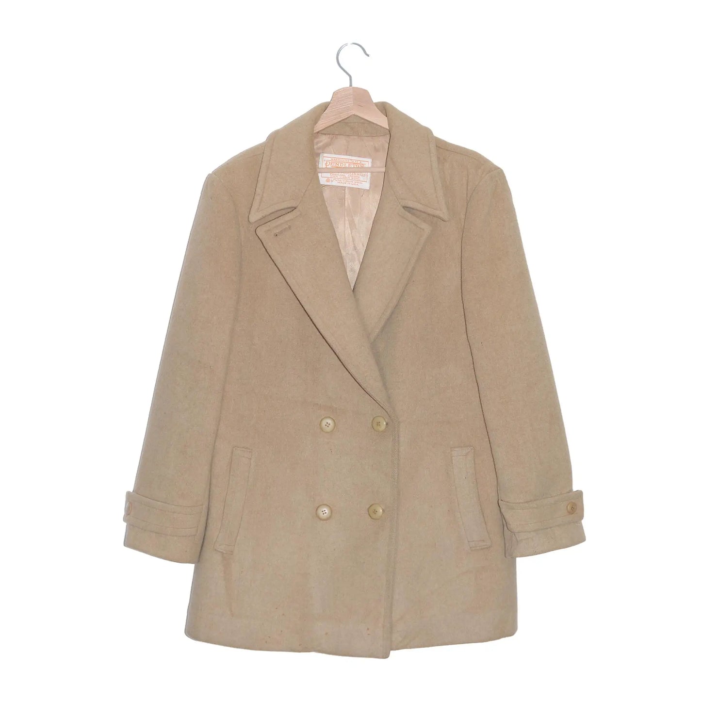 Pendleton Vintage 1970s/1980s Double-Breasted Camel Virgin Wool Women's Coat 