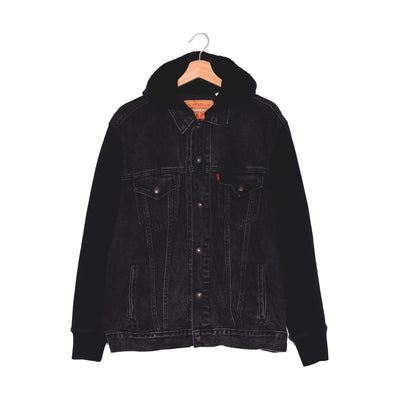 Giacca Jeans Levi's Trucker Vintage Fit Nera con Cappuccio Pile – L