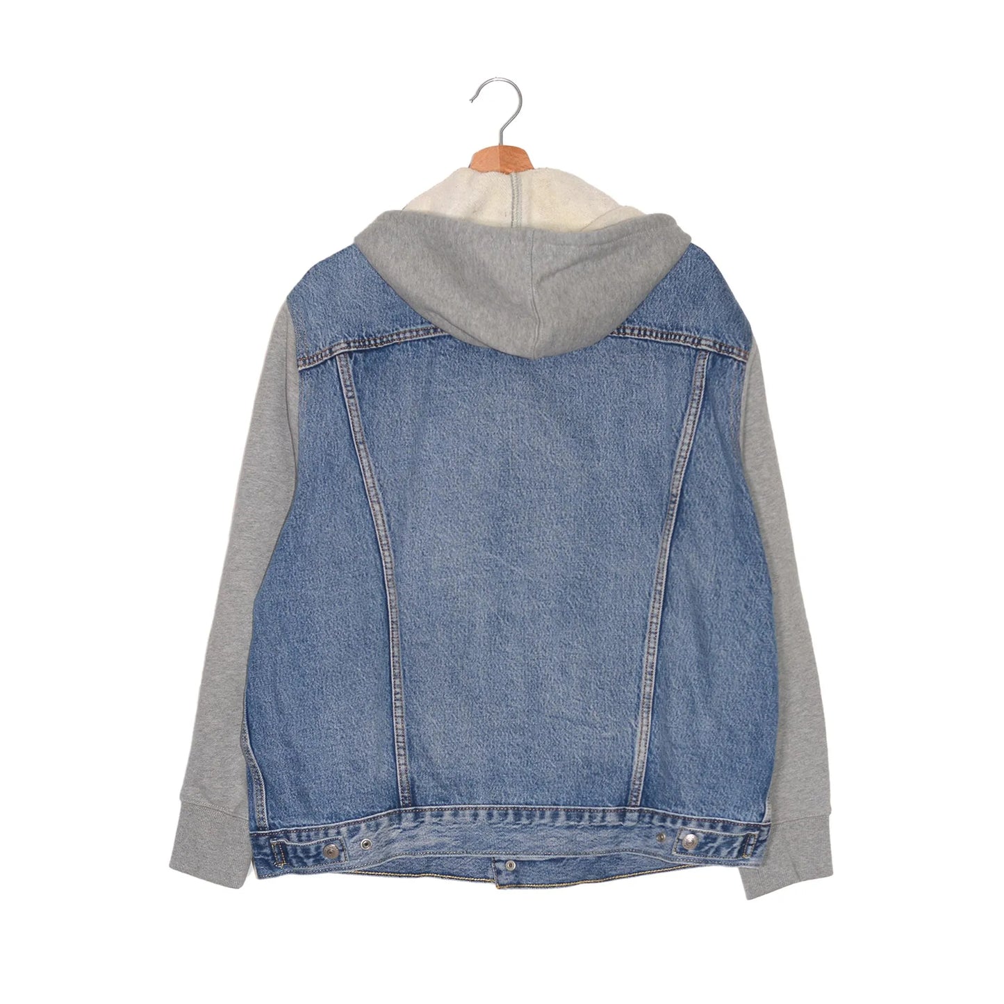 Giacca Levi's Trucker Denim Chiaro – Cappuccio Felpa Grigia – L 2