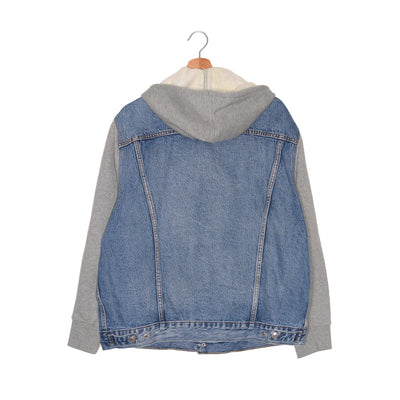 Giacca Levi's Trucker Denim Chiaro – Cappuccio Felpa Grigia – L 2
