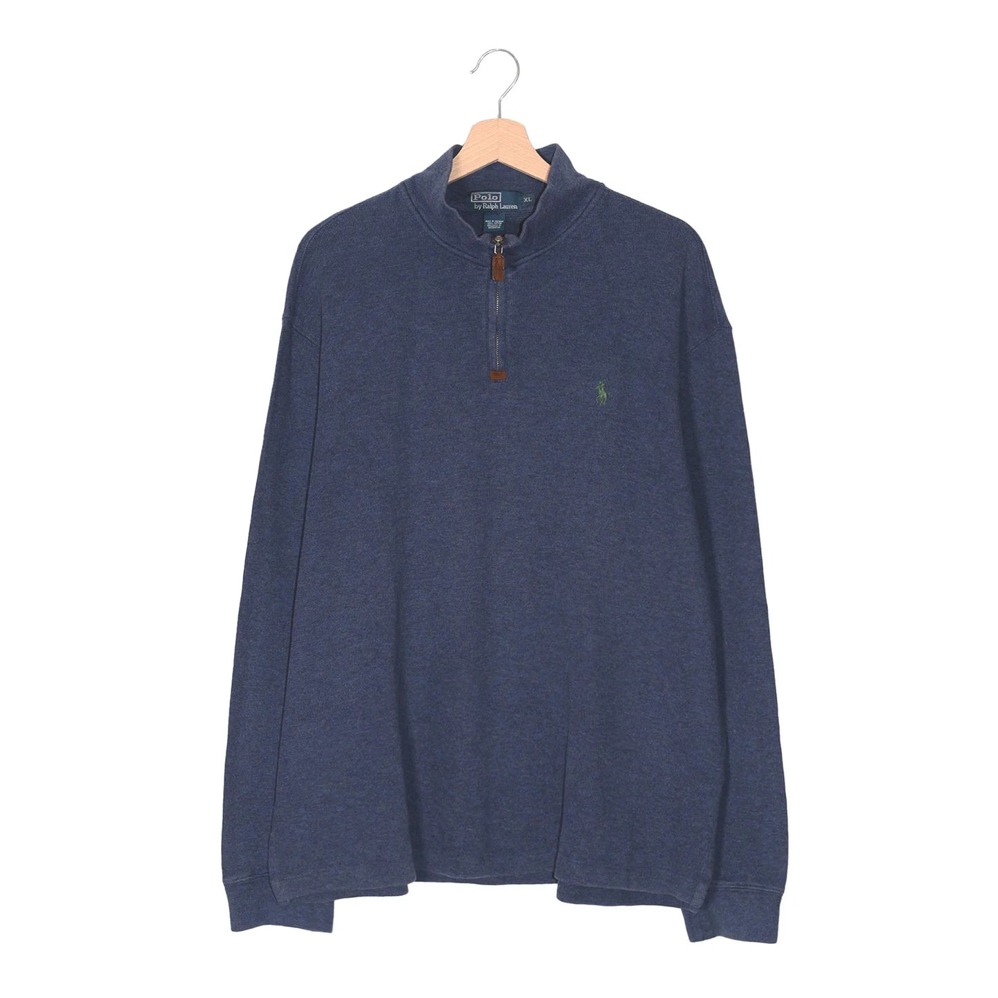 Felpa Half-Zip Polo by Ralph Lauren Vintage Navy Melange – Pony Verde – Taglia XL