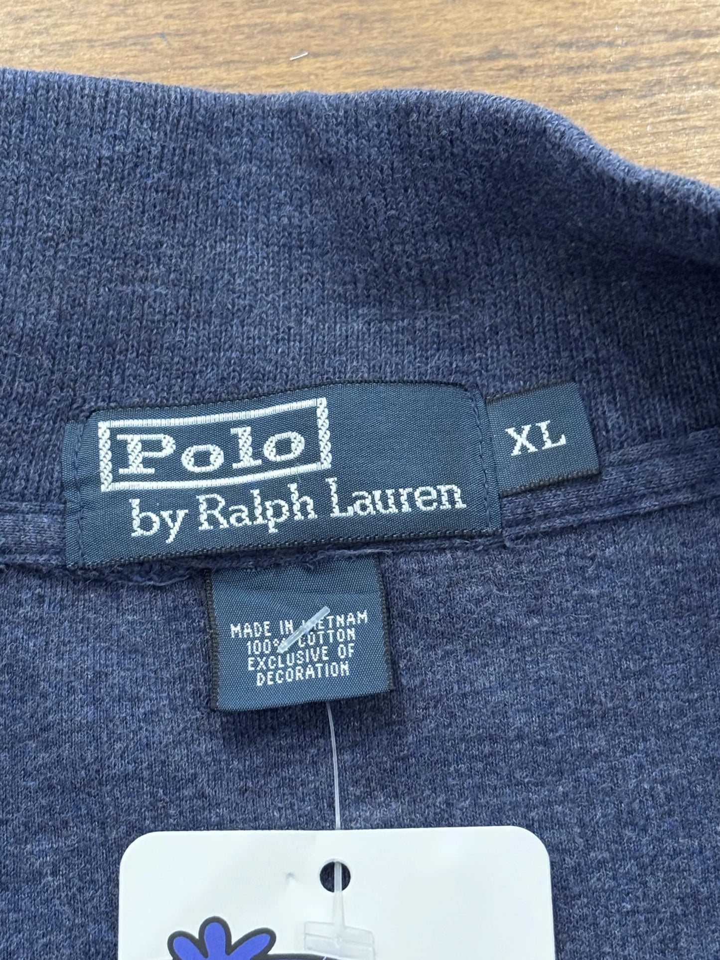 Felpa Half-Zip Polo by Ralph Lauren Vintage Navy Melange – Pony Verde – Taglia XL