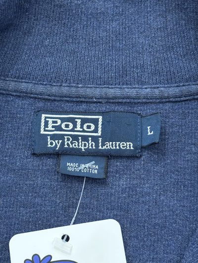 Felpa Half-Zip Polo by Ralph Lauren Vintage Blu Denim Melange – Pony Rosso – Taglia L