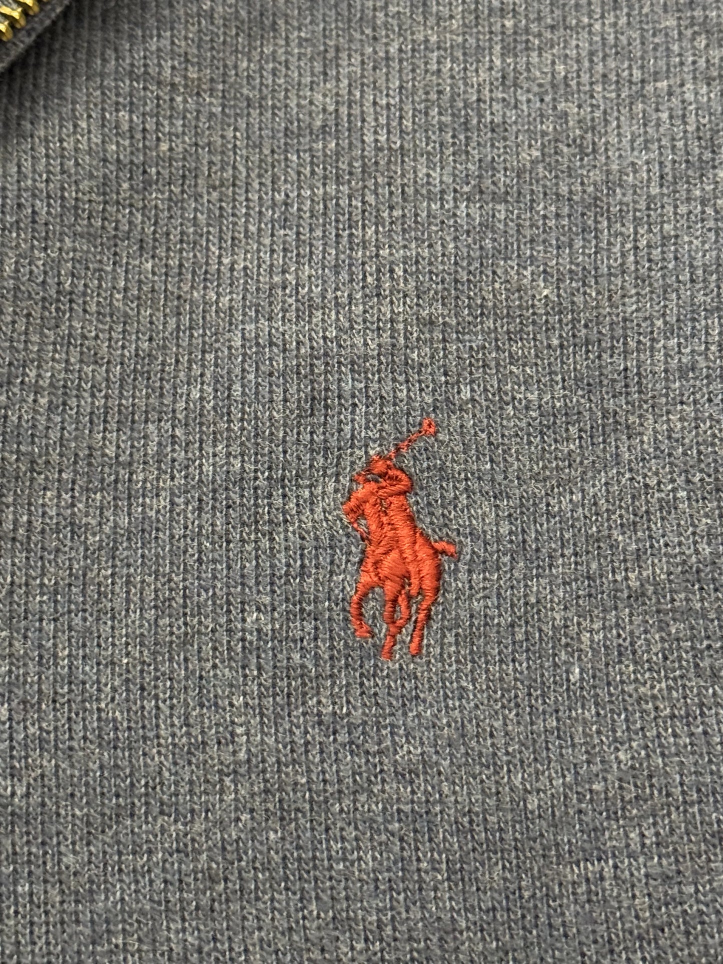Felpa Half-Zip Polo by Ralph Lauren Vintage Blu Denim Melange – Pony Rosso – Taglia L