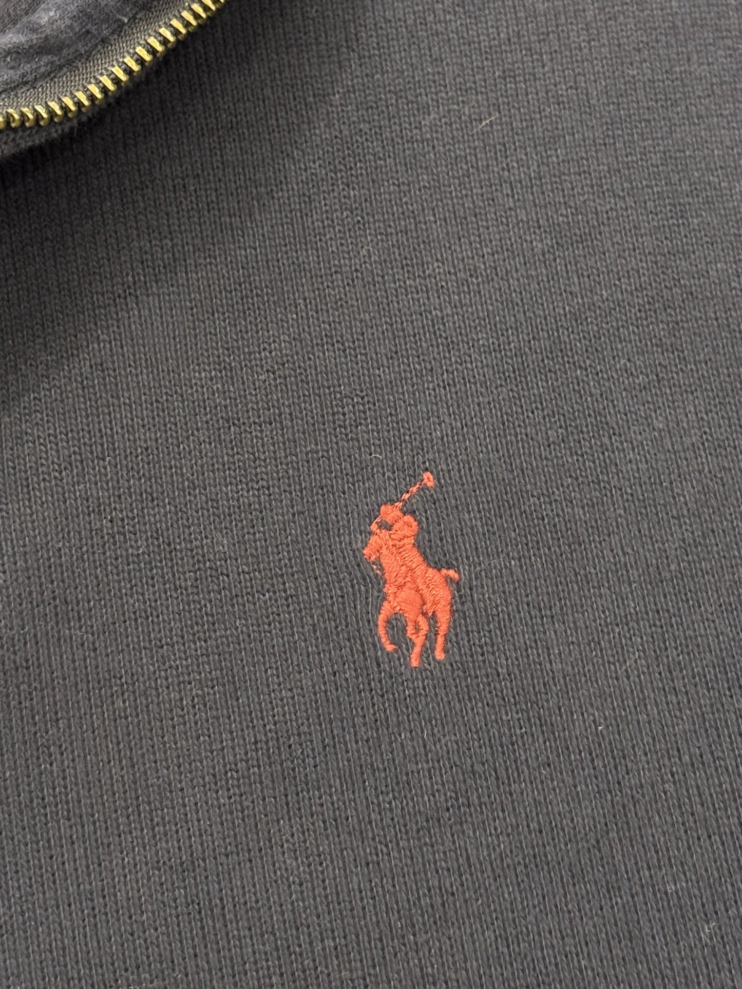 Felpa Half-Zip Polo Ralph Lauren Navy – Pony Rosso – Zip con Linguetta in Pelle – Taglia M