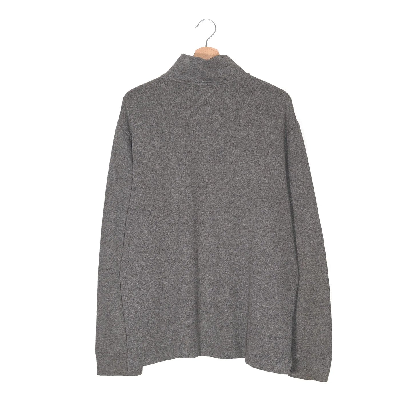 Felpa Half-Zip Polo Ralph Lauren Grigio Melange – Pony Cuoio – Tono su Tono – Taglia L