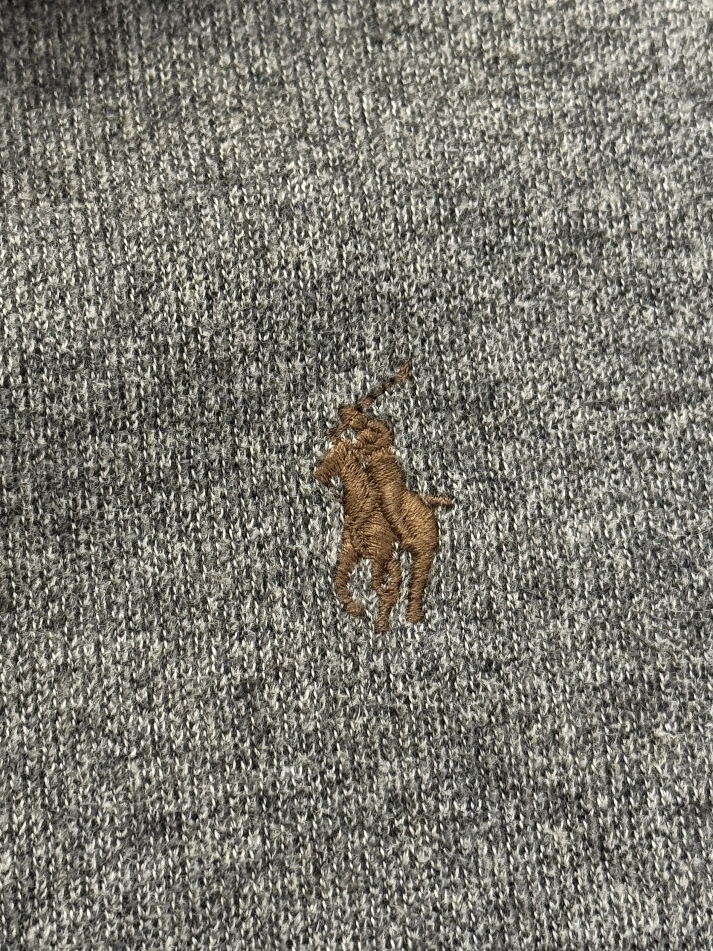 Felpa Half-Zip Polo Ralph Lauren Grigio Melange – Pony Cuoio – Tono su Tono – Taglia L