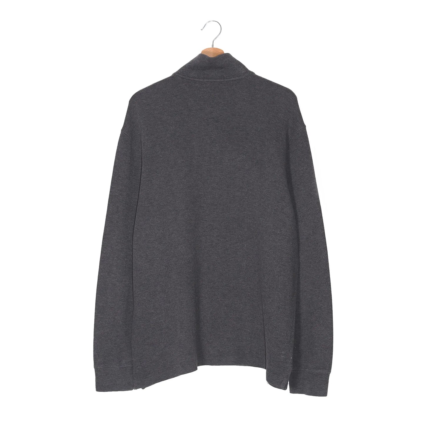 Felpa Half-Zip Polo Ralph Lauren Grigio Antracite – Pony Rosso – Zip in Pelle – Taglia L