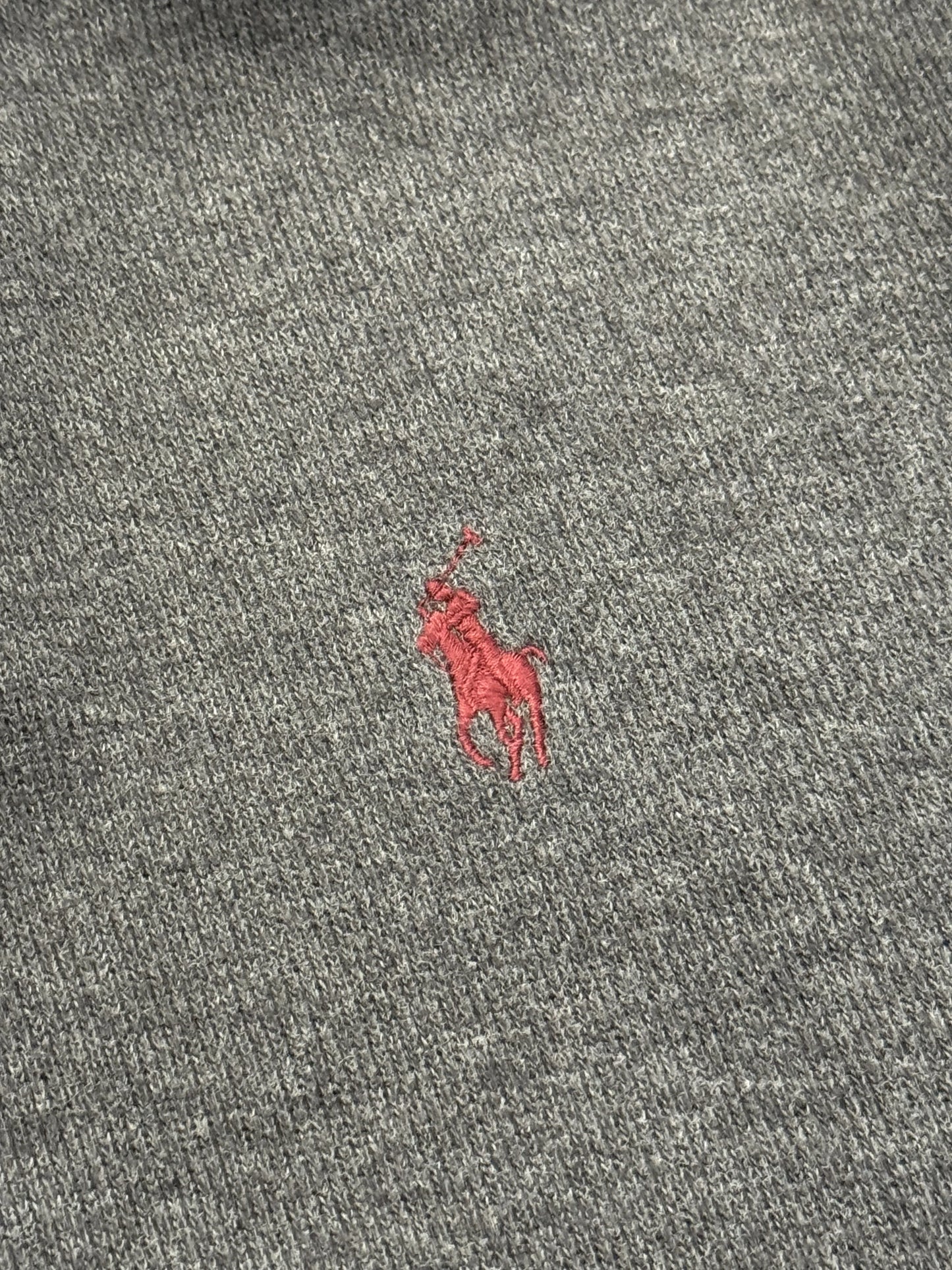 Felpa Half-Zip Polo Ralph Lauren Grigio Antracite – Pony Rosso – Zip in Pelle – Taglia L