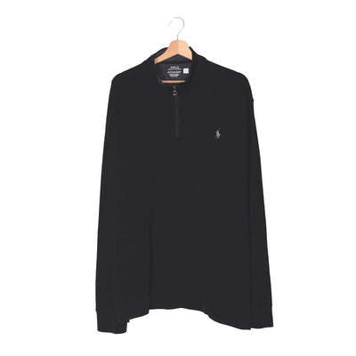 Felpa Half-Zip Polo Ralph Lauren Nero – Pony Grigio Tono su Tono – XXL