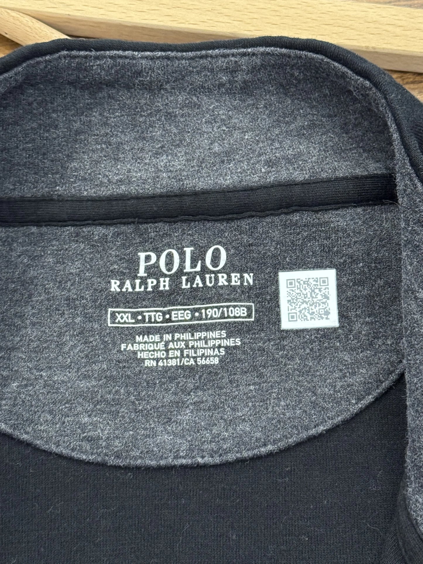 Felpa Half-Zip Polo Ralph Lauren Nero – Pony Grigio Tono su Tono – XXL