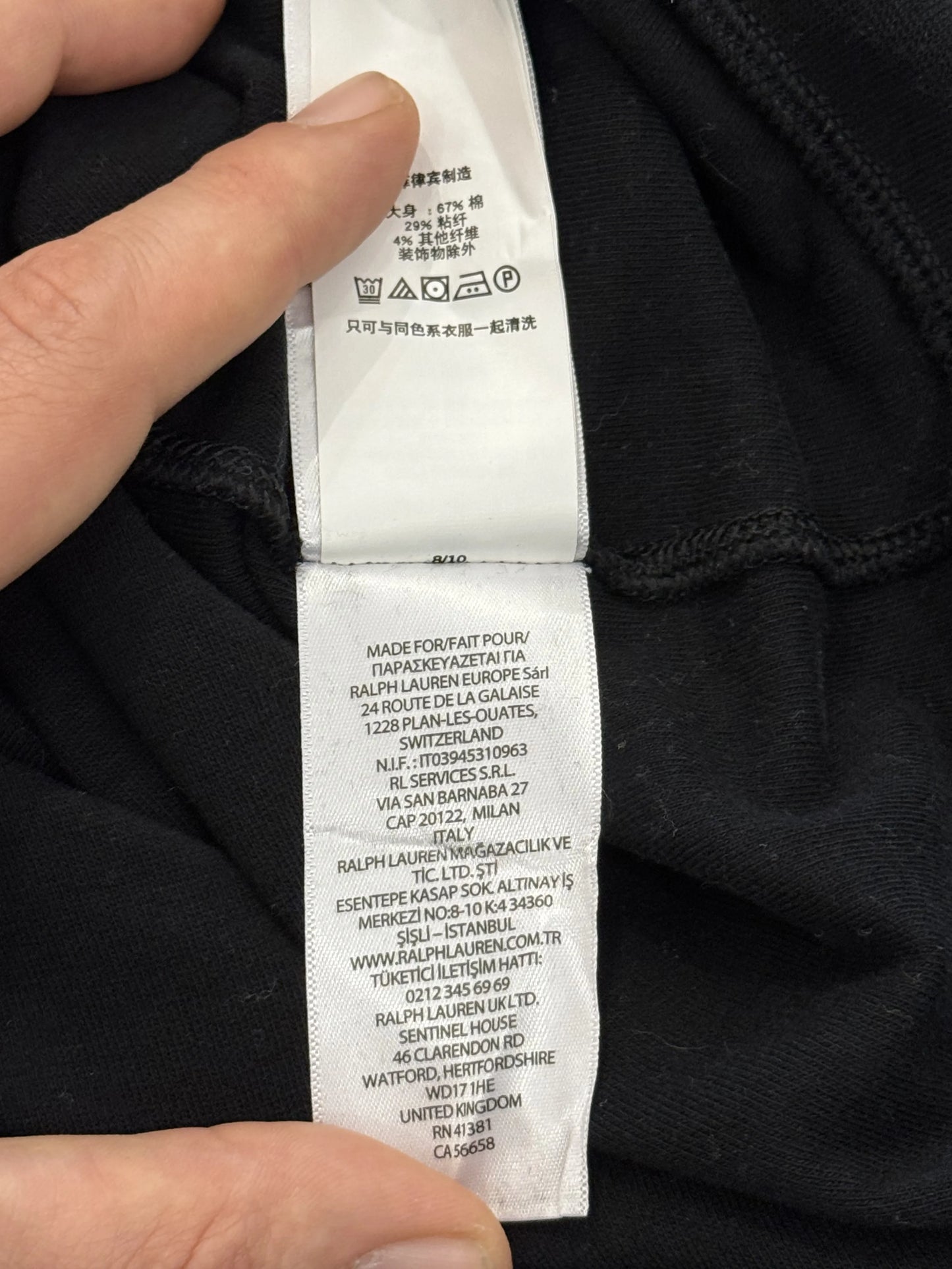 Felpa Half-Zip Polo Ralph Lauren Nero – Pony Grigio Tono su Tono – XXL