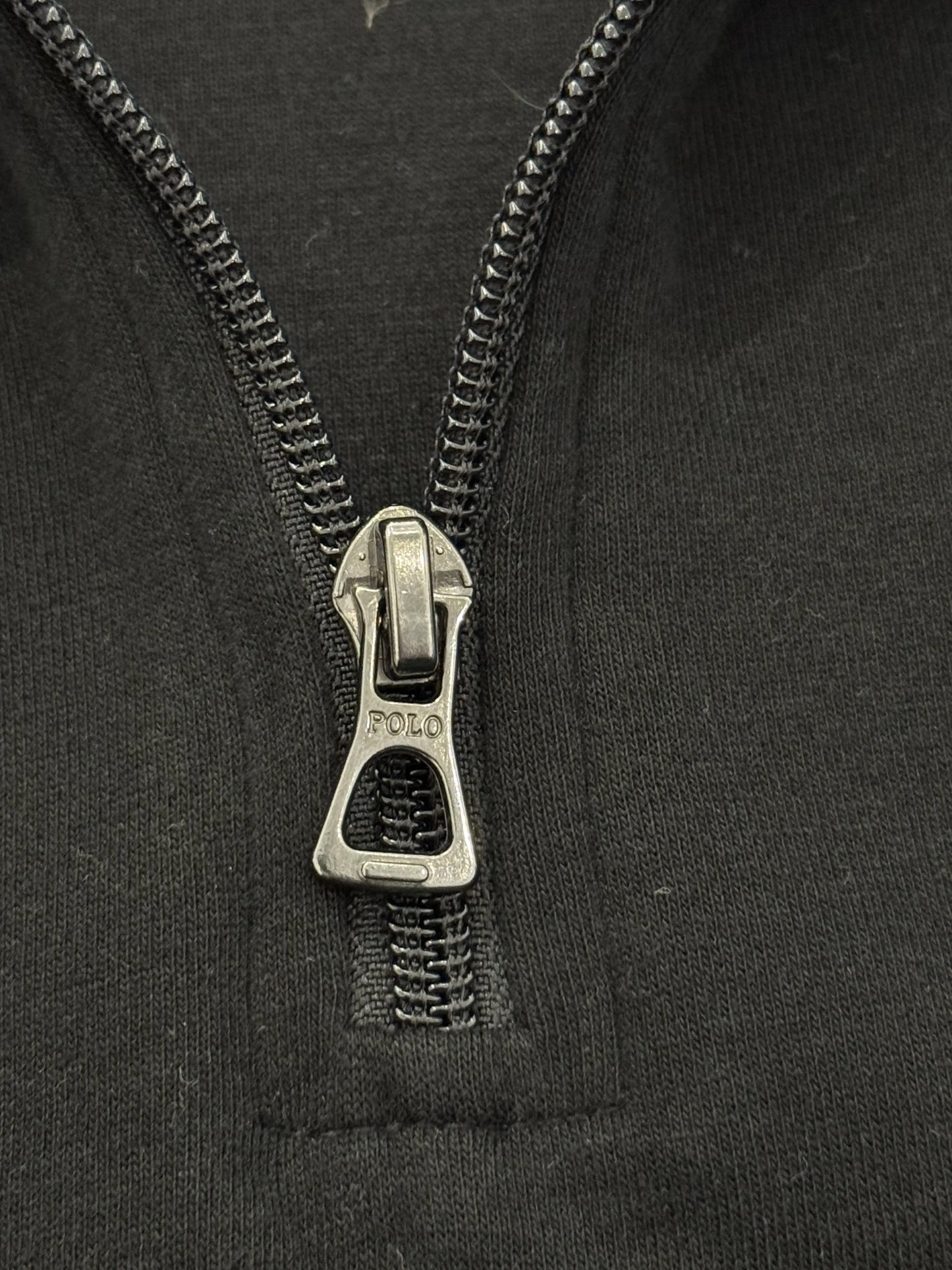 Felpa Half-Zip Polo Ralph Lauren Nero – Pony Grigio Tono su Tono – XXL