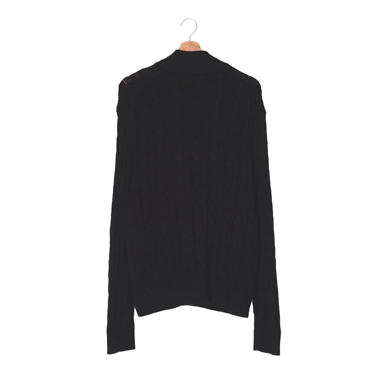 Felpa Half-Zip Polo Ralph Lauren Nero Cable Knit – Zip Ottone Pony Rosso – L