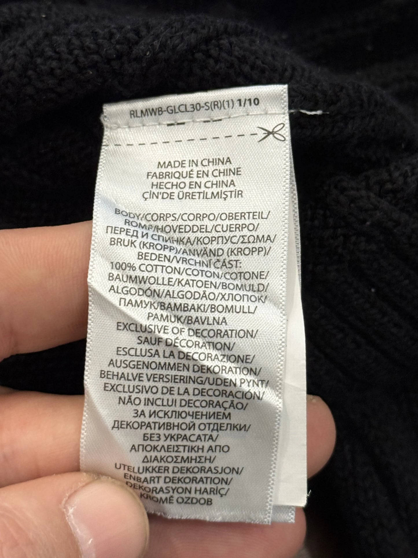 Felpa Half-Zip Polo Ralph Lauren Nero Cable Knit – Zip Ottone Pony Rosso – L