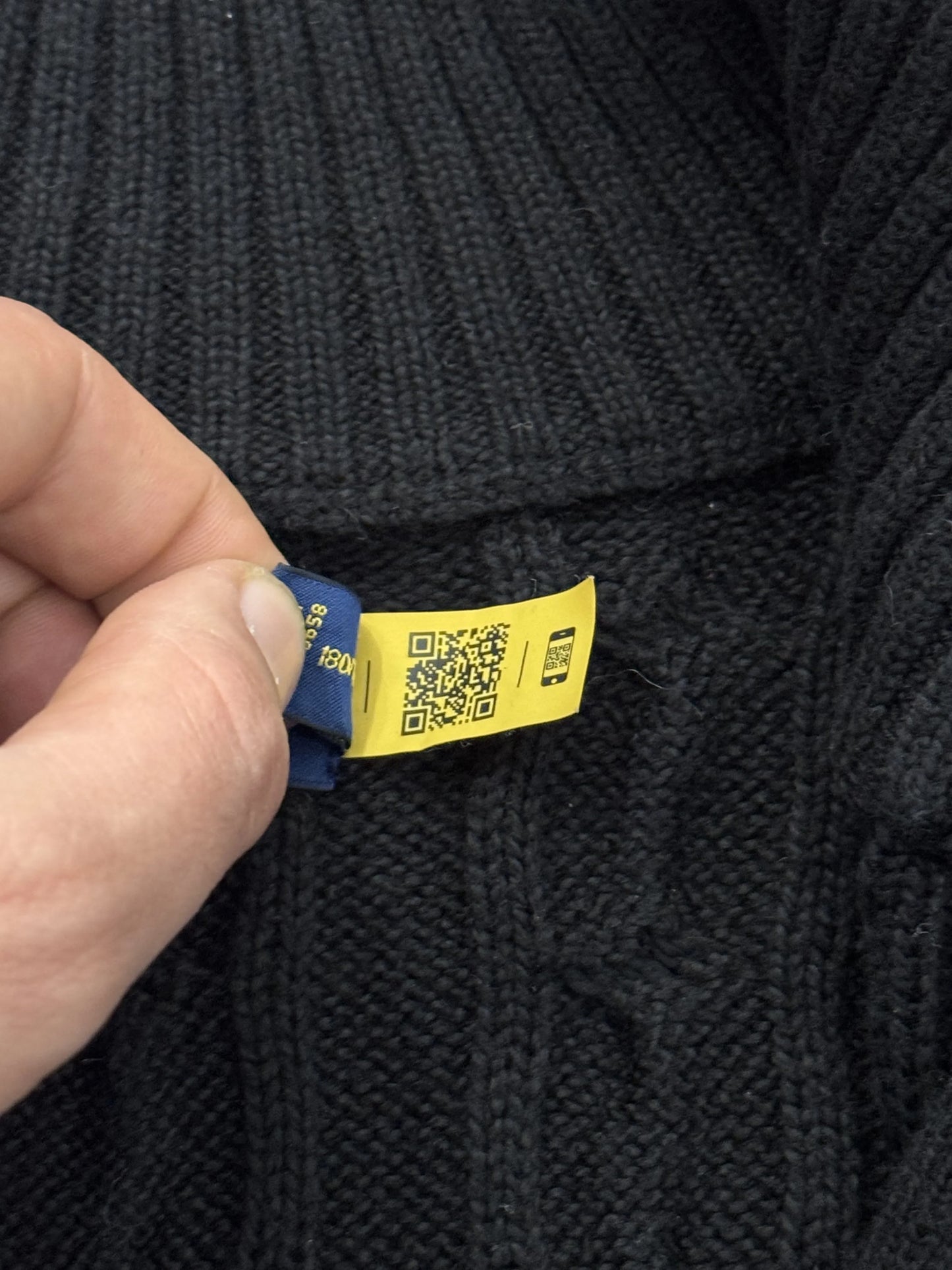 Felpa Half-Zip Polo Ralph Lauren Nero Cable Knit – Zip Ottone Pony Rosso – L