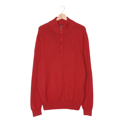 Felpa Half-Zip Polo Ralph Lauren Rosso Knit – Pony Navy – XL