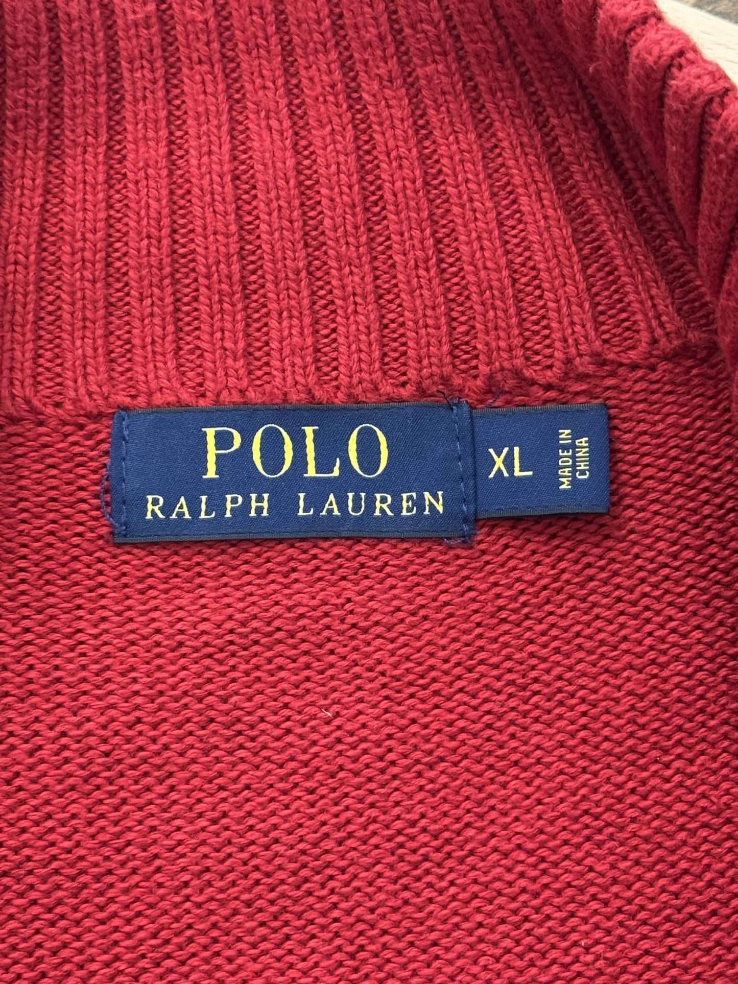 Felpa Half-Zip Polo Ralph Lauren Rosso Knit – Pony Navy – XL