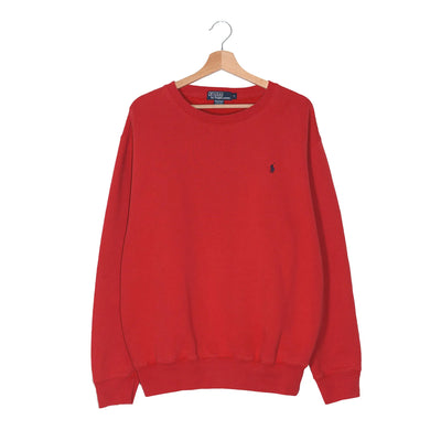 Felpa Polo by Ralph Lauren Vintage Crewneck Rosso – Pony Navy – M