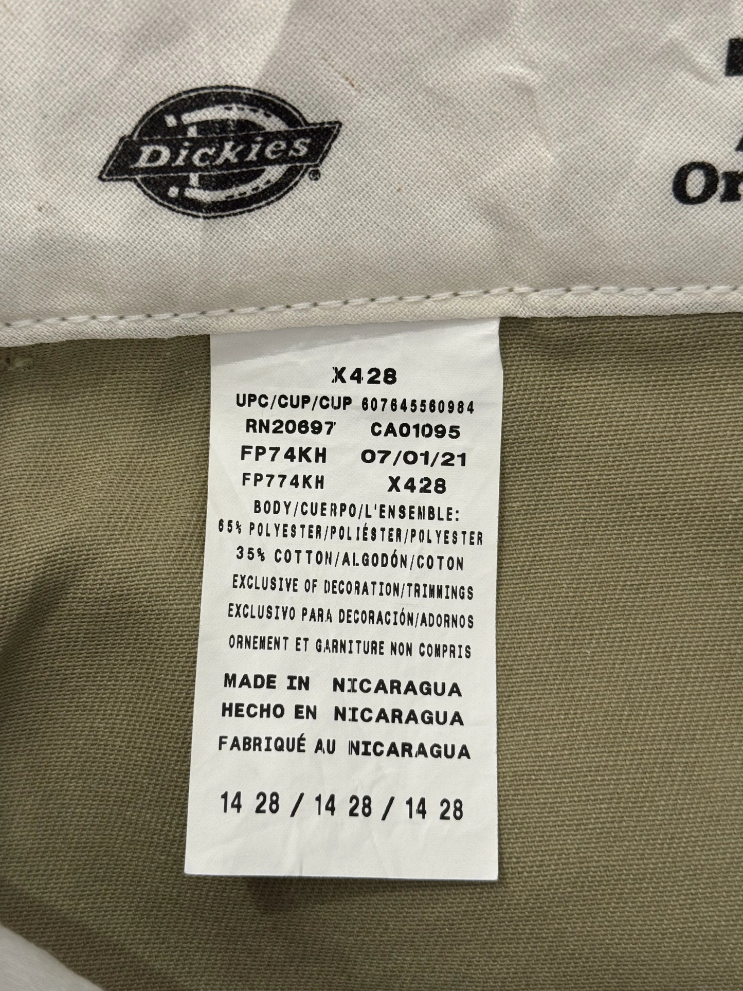 Dickies 774 Women's Original Fit Khaki Workwear Chino – IT48 4