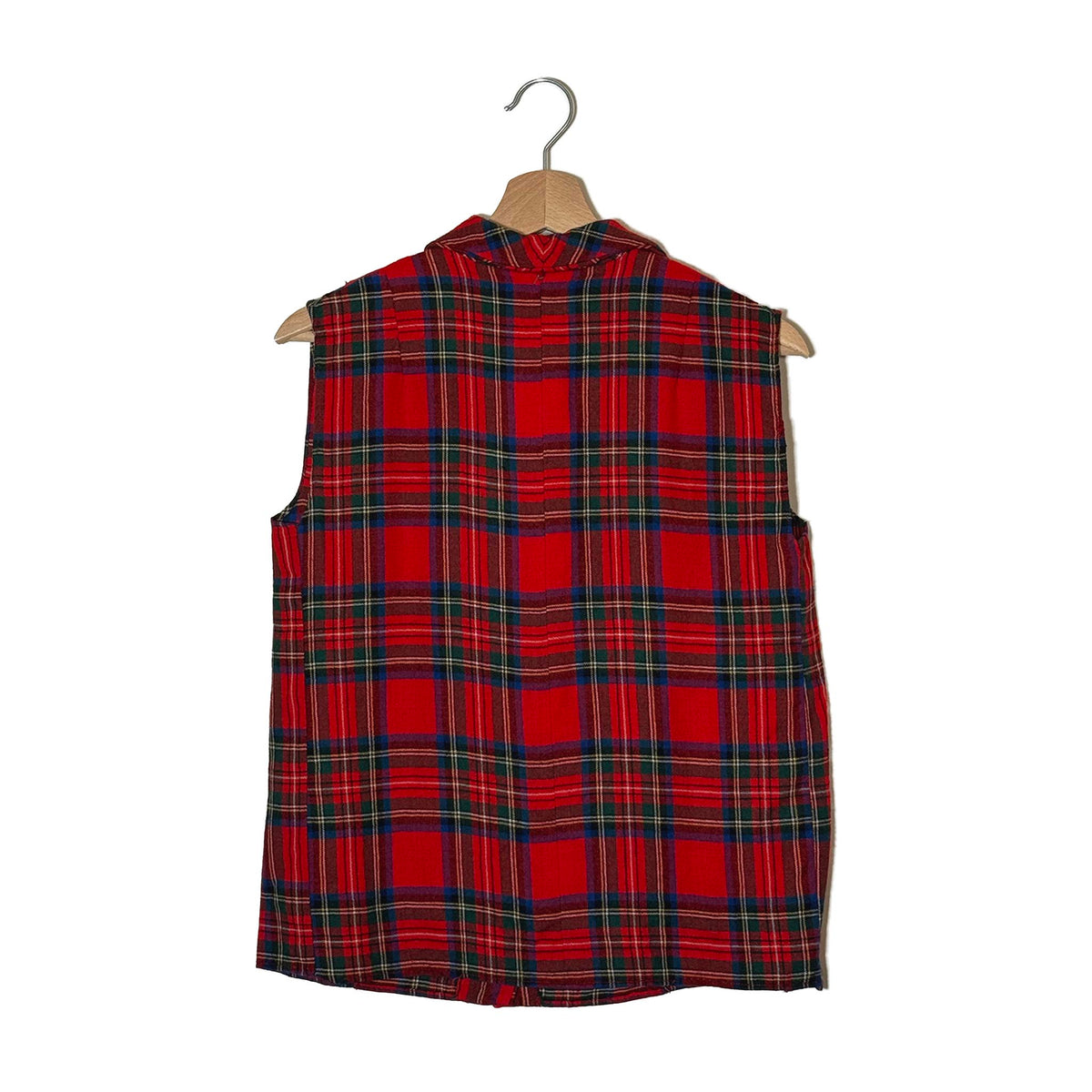 Gilet Tartan Scozzese Lana Fresca Smanicato Vintage M