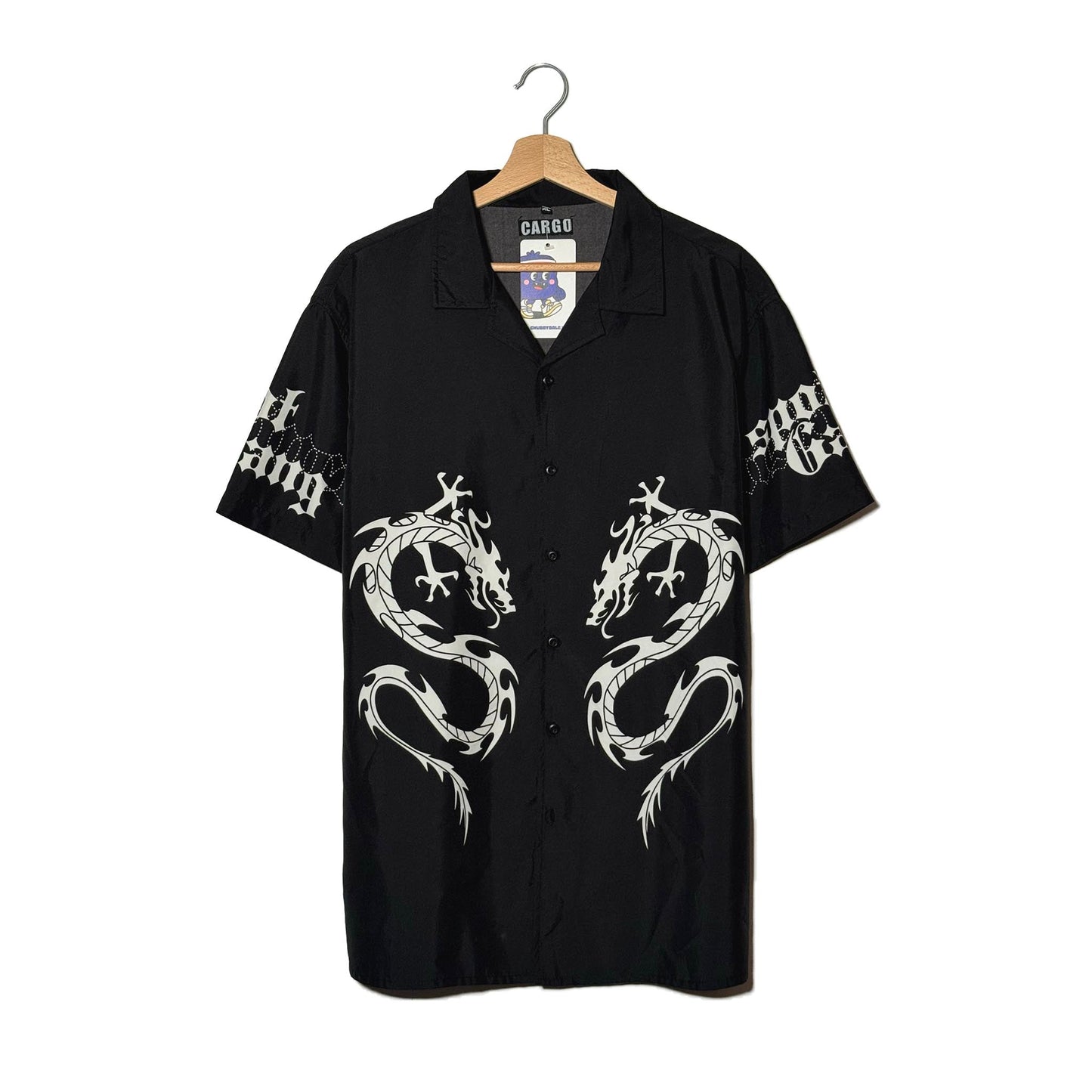 Camicia Nera Doppio Drago Tribale Bianco Gothic Y2K – XL