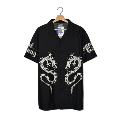 Camicia Nera Doppio Drago Tribale Bianco Gothic Y2K – XL