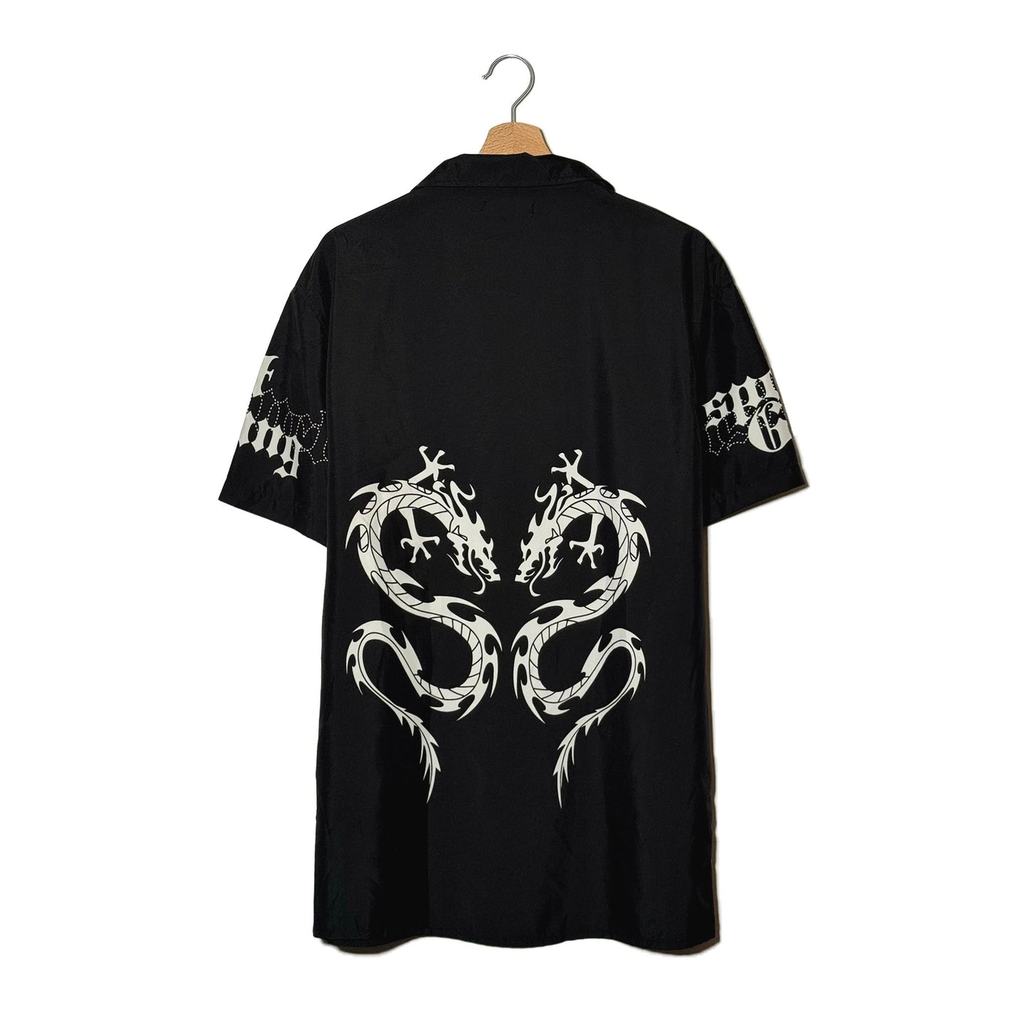 Camicia Nera Doppio Drago Tribale Bianco Gothic Y2K – XL 2