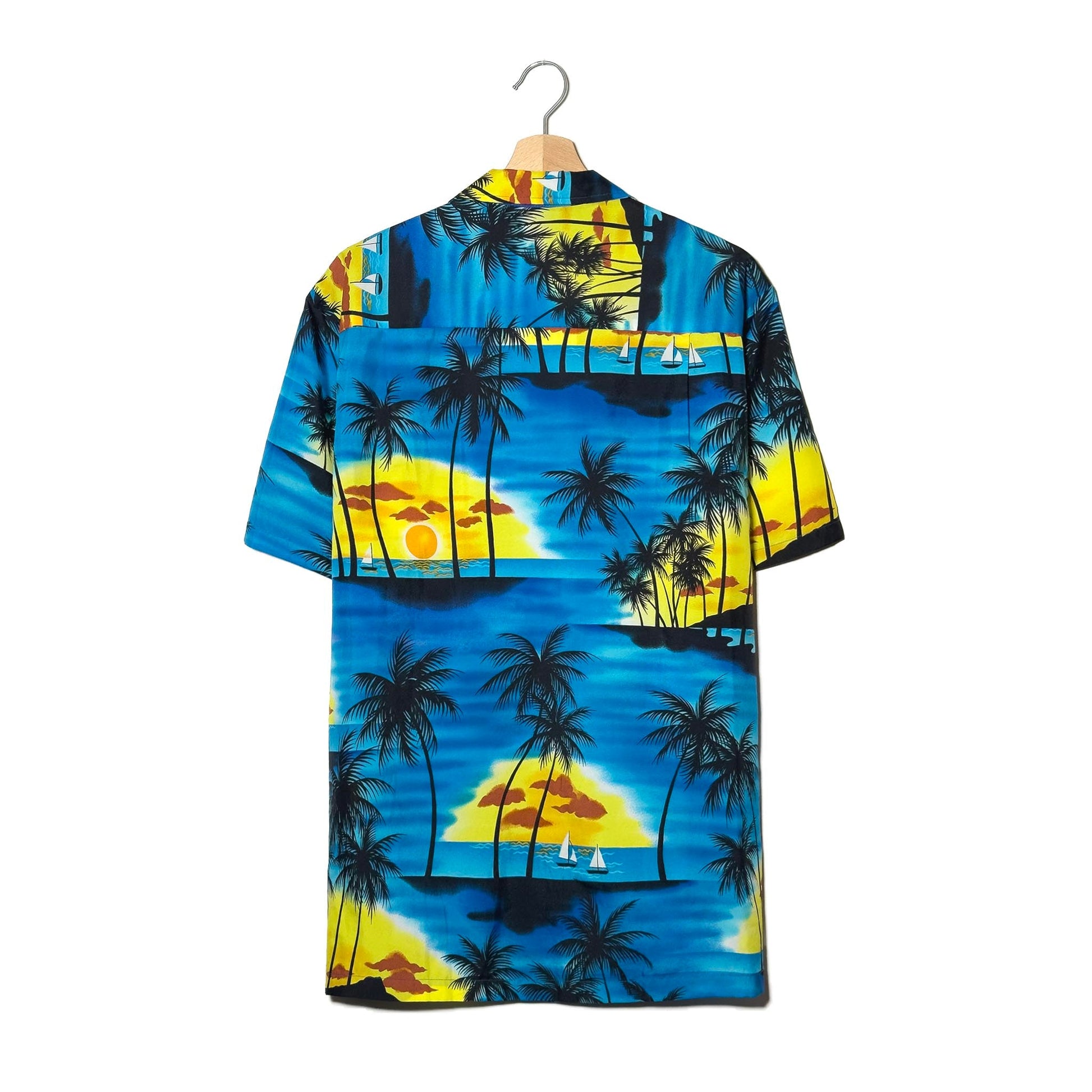 Camicia Aloha Blu Miami Beach Tramonto Palme Made in Hawaii – XL 2