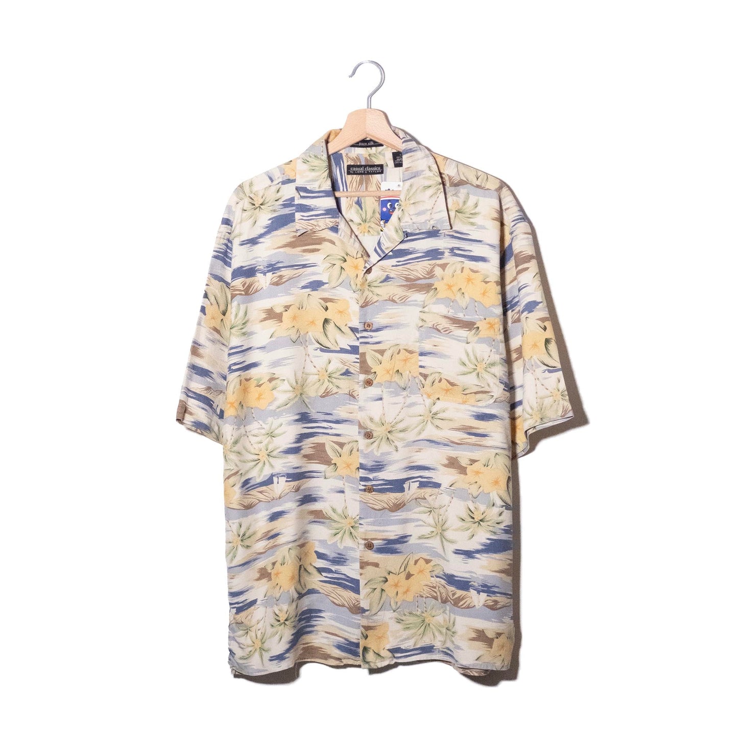 Camicia Aloha Seta Pura Plumeria Avorio Lord & Taylor – L