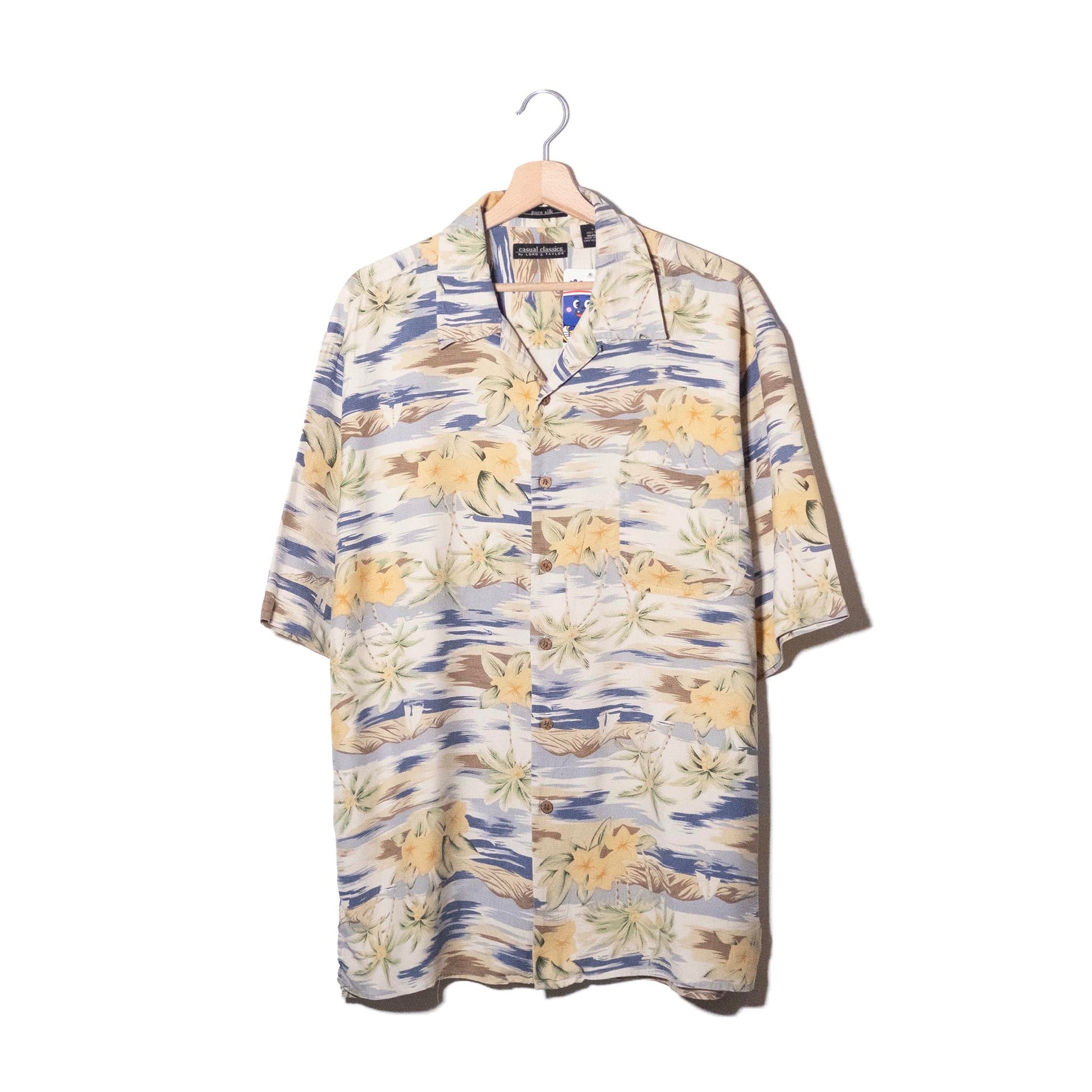 Camicia Aloha Seta Pura Plumeria Avorio Lord & Taylor – L