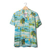 Camicia Aloha Azzurra Cotone Barche a Vela Palme Tropicali – M