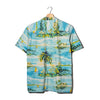 Camicia Aloha Azzurra Cotone Barche a Vela Palme Tropicali – M