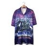 Camicia Stampa Galattica Mecha Robot Astronave Viola Poliestere – XL