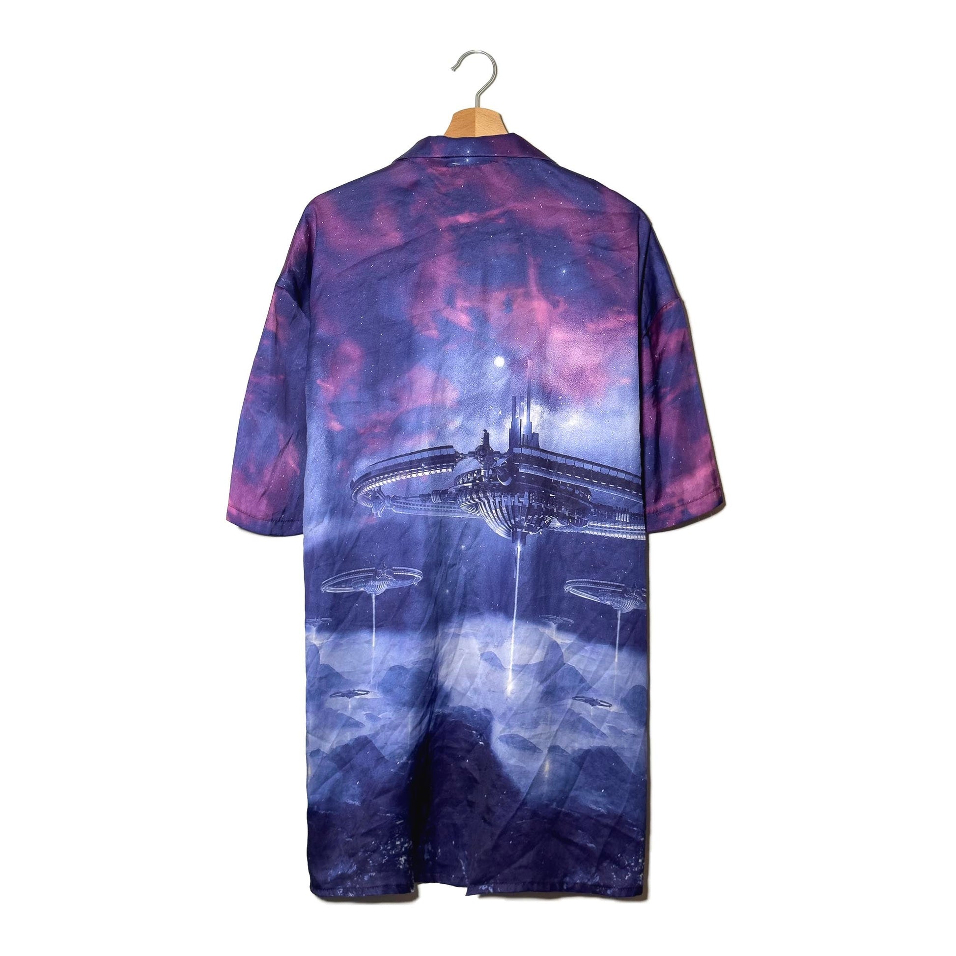 Camicia Stampa Galattica Mecha Robot Astronave Viola Poliestere – XL 2