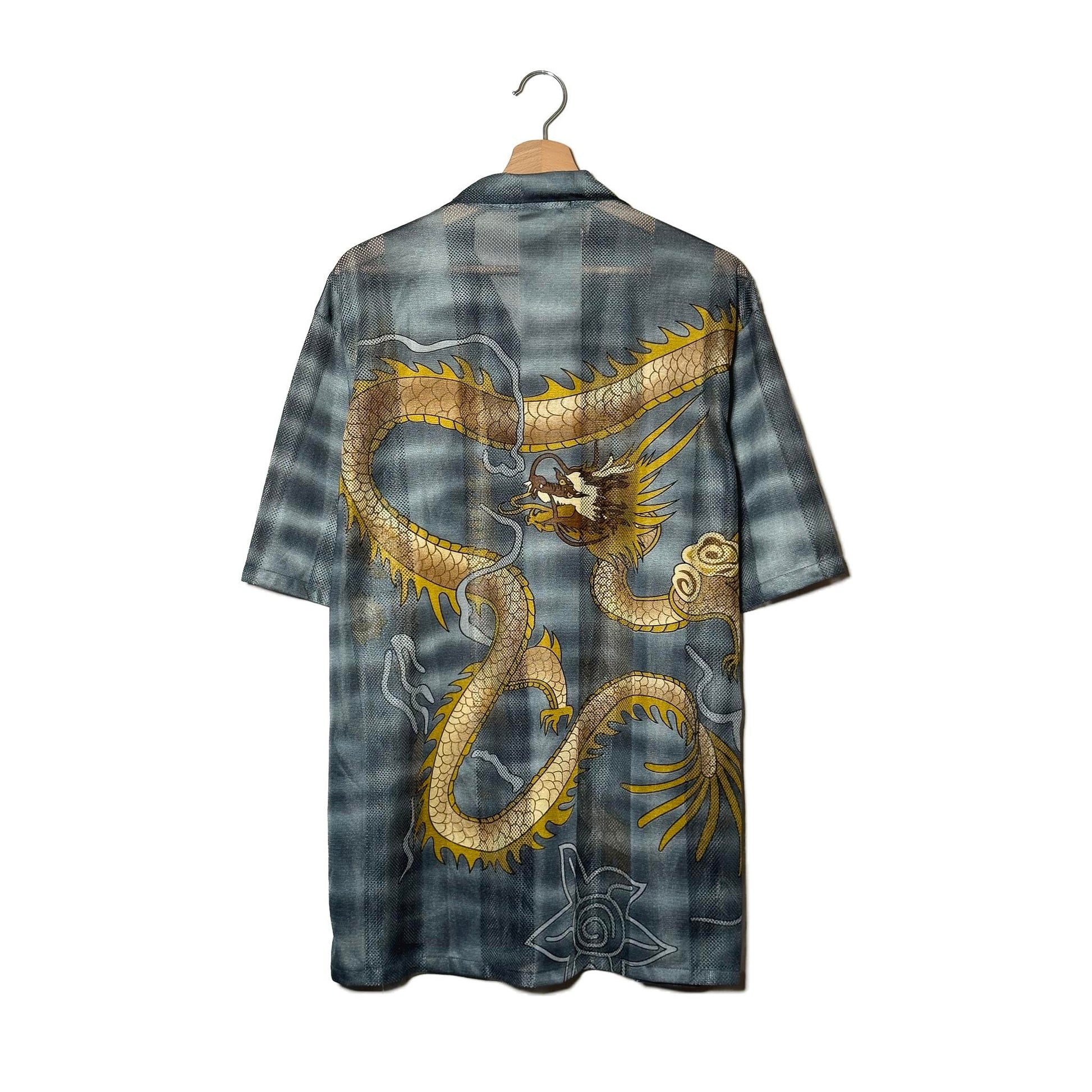 Camicia Drago Orientale Stampa Allover Grigio Check - XL 2