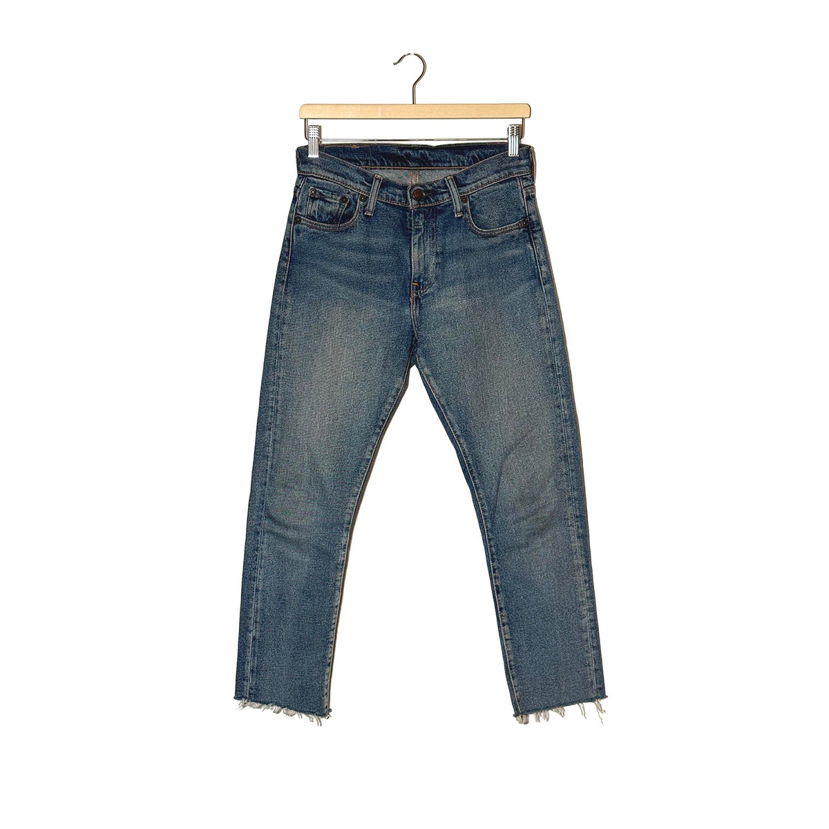 Levi's 505 C Jeans Blu Crop Orlo Sfrangiato Made in Mexico 26x30