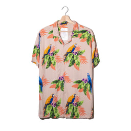 Camicia Aloha Beige Pappagalli Ara Tropicali Rayon – M