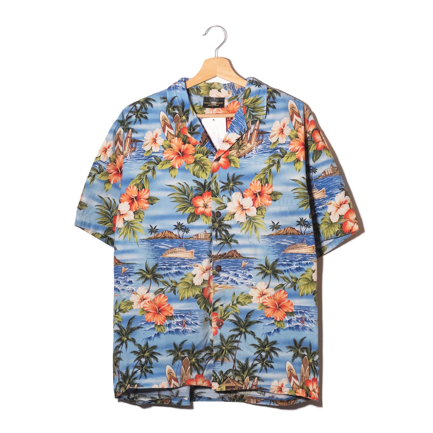 Royal Creations Camicia Aloha Ibisco Piroscafo Made in Hawaii 100% Cotone – L