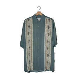 Camicia Hawaiana Verde Salvia Palme Rombi Vintage L