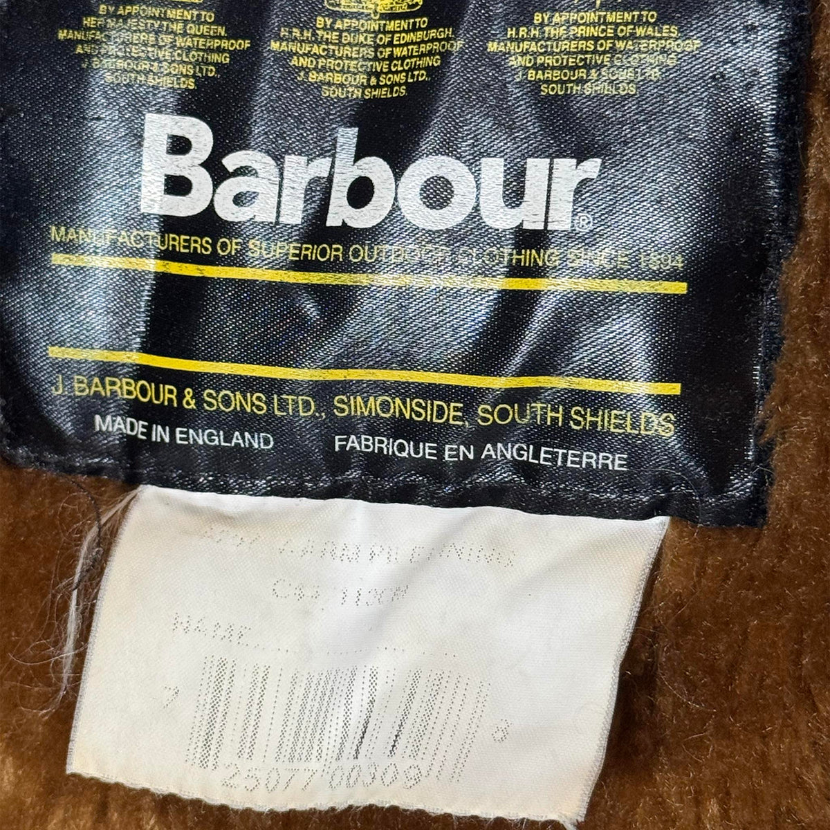 Barbour Interno A297 Pile a Clip Made in England C44 90s